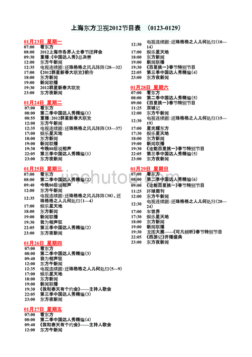 上海东方卫视直播节目表